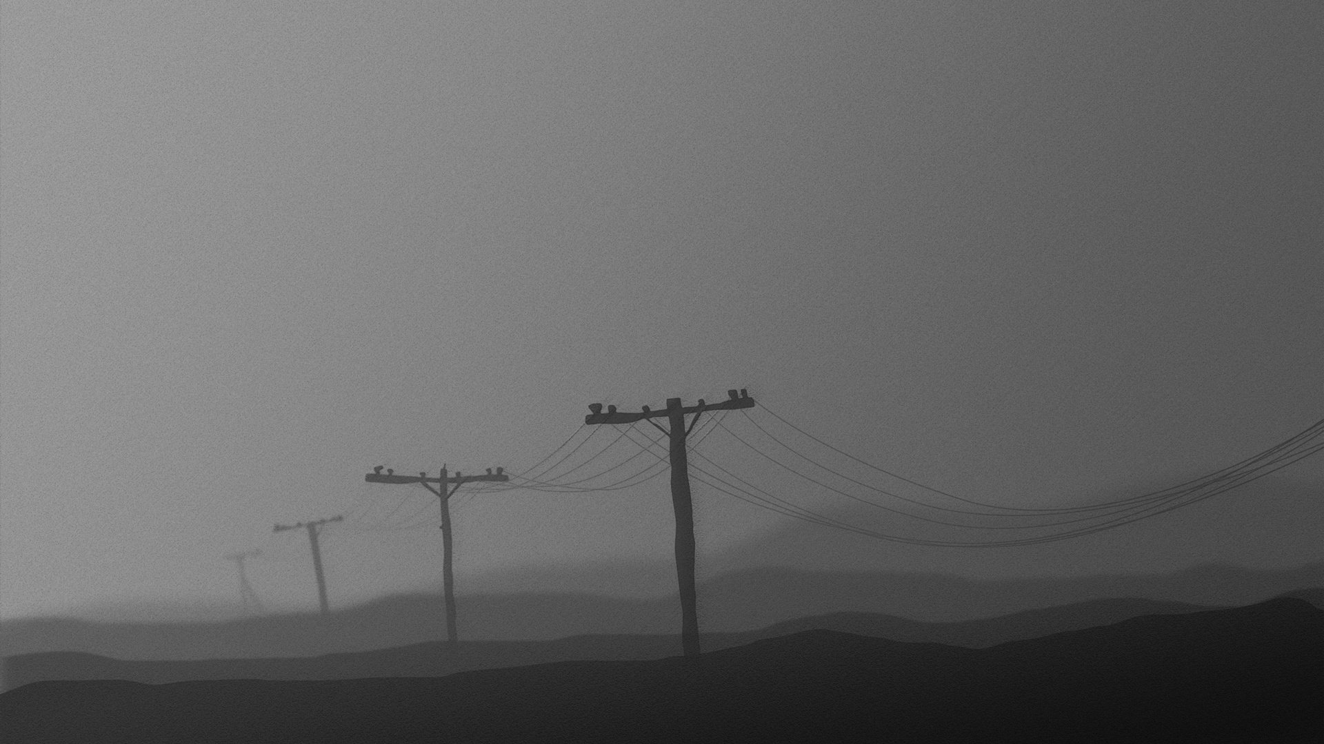 Обои провода, столбы, черно-белая, серый, wire, posts, black and white, grey разрешение 2560x1600 Загрузить