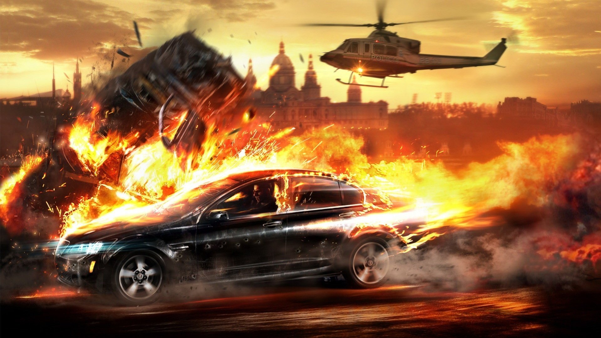 Обои огонь, вертолет, погоня, fire, helicopter, chase разрешение 1920x1200 Загрузить