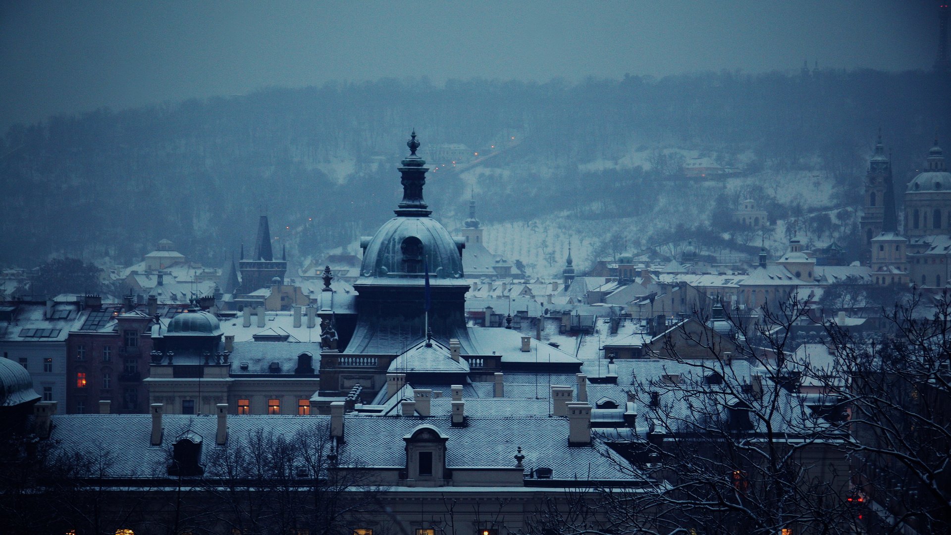 Обои зима, синий, город, winter, blue, the city разрешение 1920x1200 Загрузить