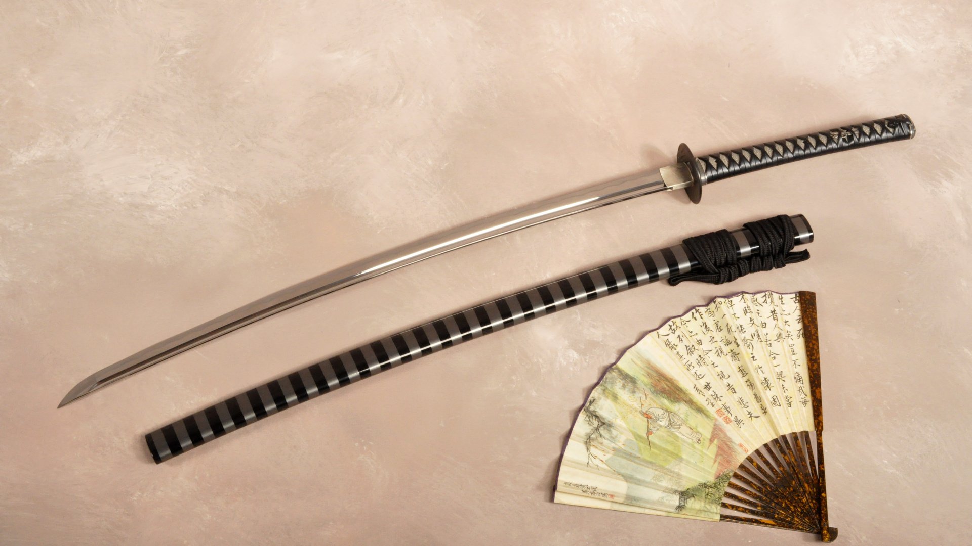 Обои меч, катана, ножны, веер, sword, katana, sheath, fan разрешение 4288x2848 Загрузить