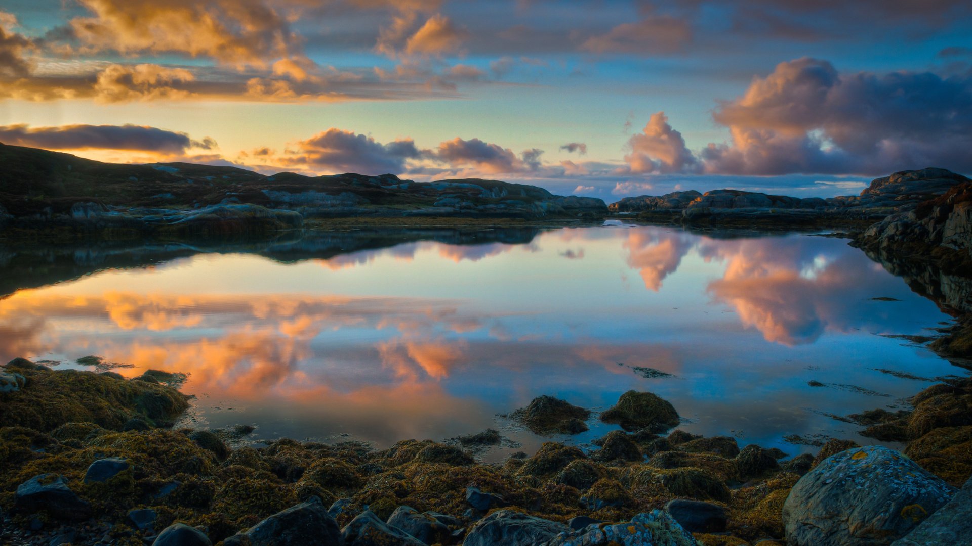 Обои закат, отражение, норвегия, sunset, reflection, norway разрешение 2560x1600 Загрузить