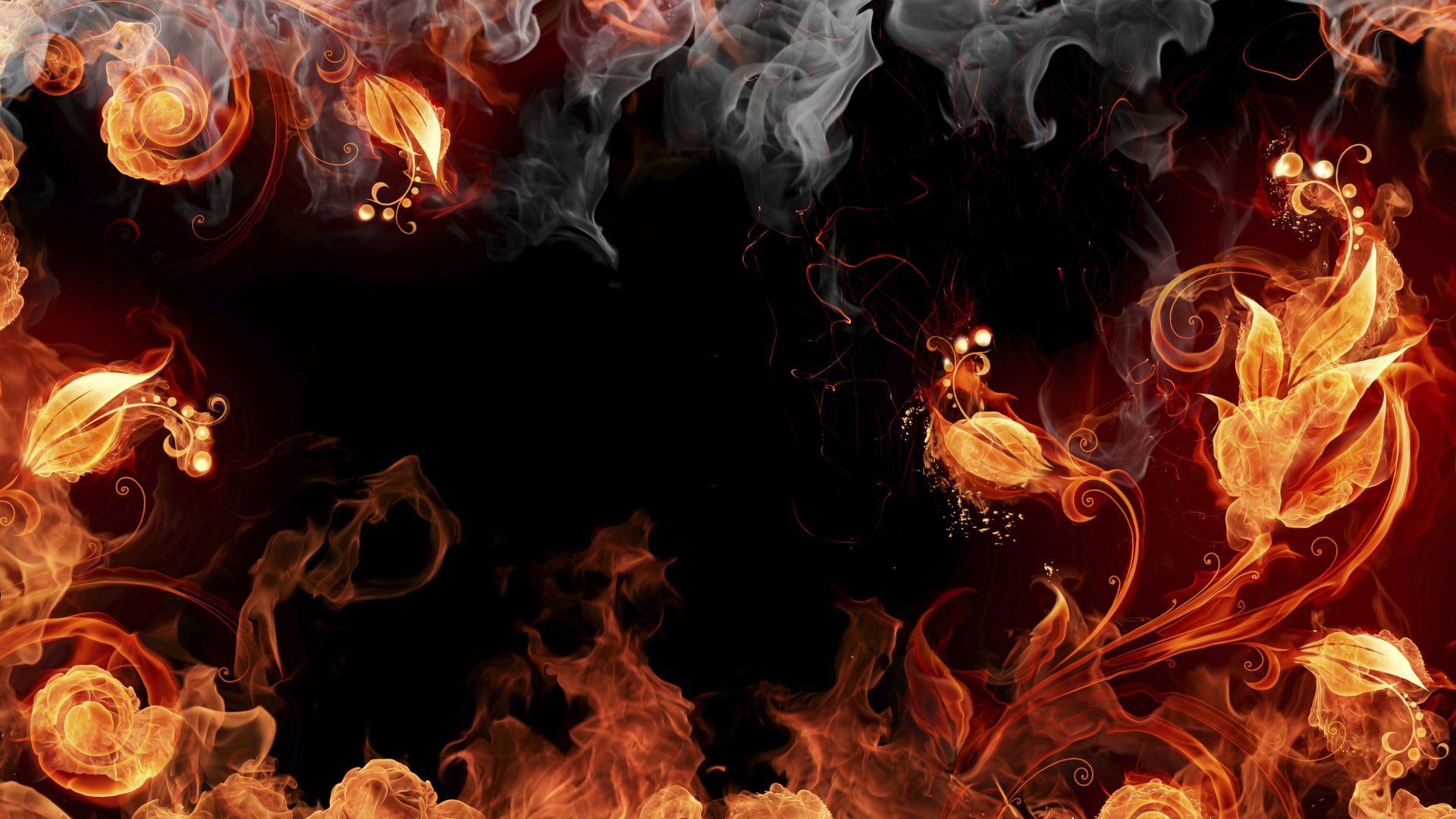 Обои огонь, дым, растение, fire, smoke, plant разрешение 3840x2160 Загрузить