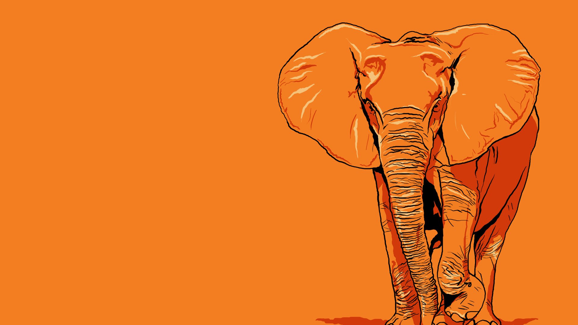 Обои арт, рисунок, слон, гигант, оранжевое, art, figure, elephant, giant, orange разрешение 2560x1600 Загрузить
