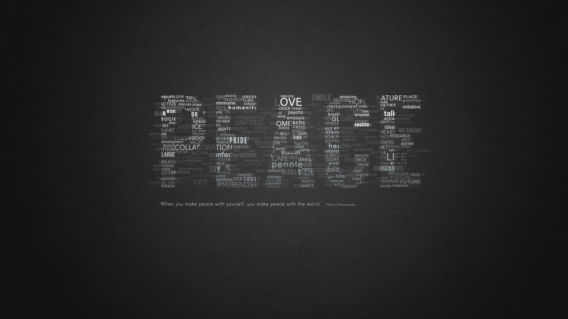 Обои слова, мир, выражение, цитата, покой, words, the world, the expression, quote, peace разрешение 1920x1200 Загрузить