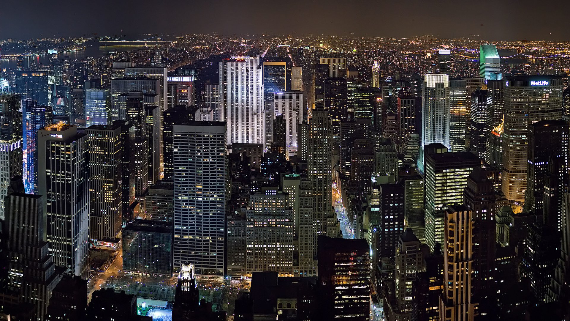 Обои ночь, небоскребы, нью-йорк, night, skyscrapers, new york разрешение 3496x1223 Загрузить