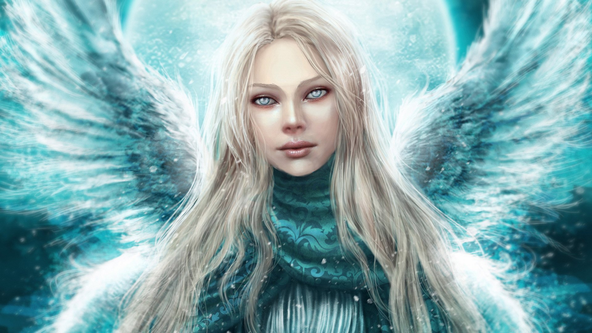 Обои зима, девушка, взгляд, крылья, ангел, winter, girl, look, wings, angel разрешение 2560x1600 Загрузить
