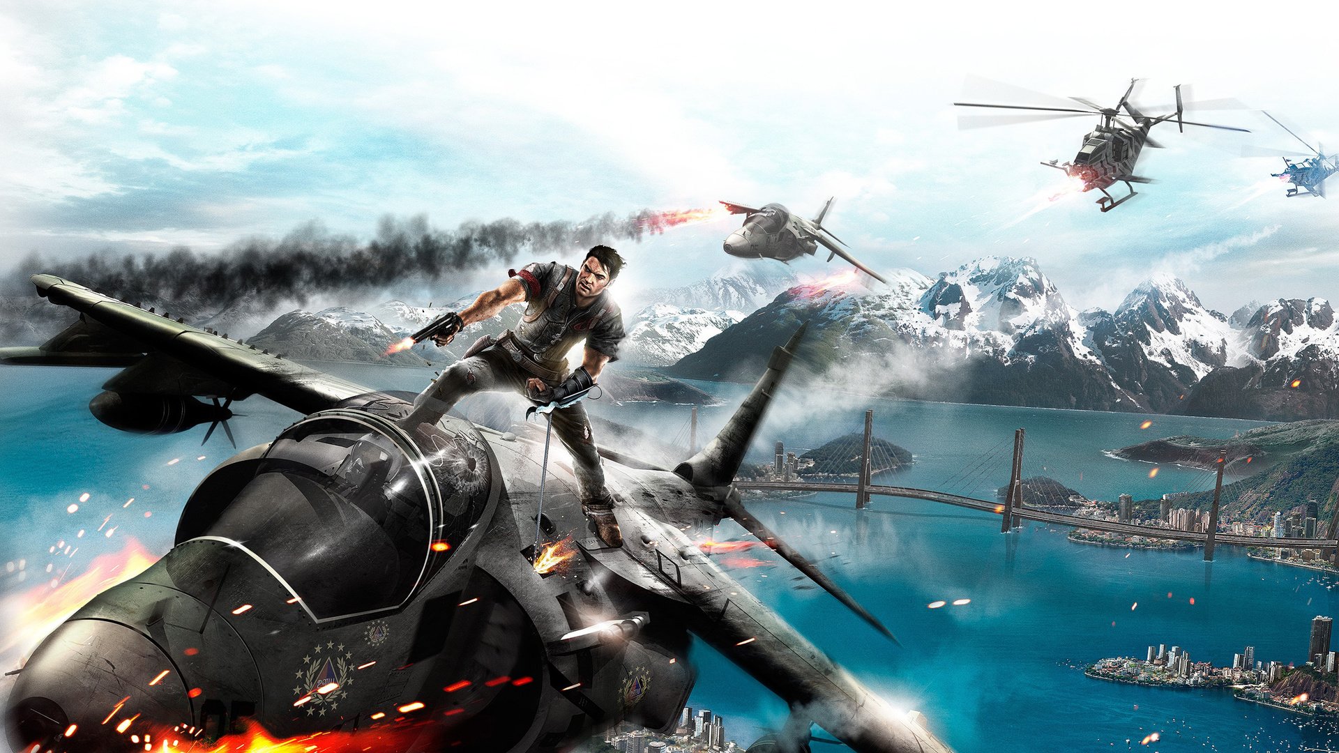 Обои game wallpaper, в прыжке, just cause 2, огненная, jump, fire разрешение 2560x1600 Загрузить