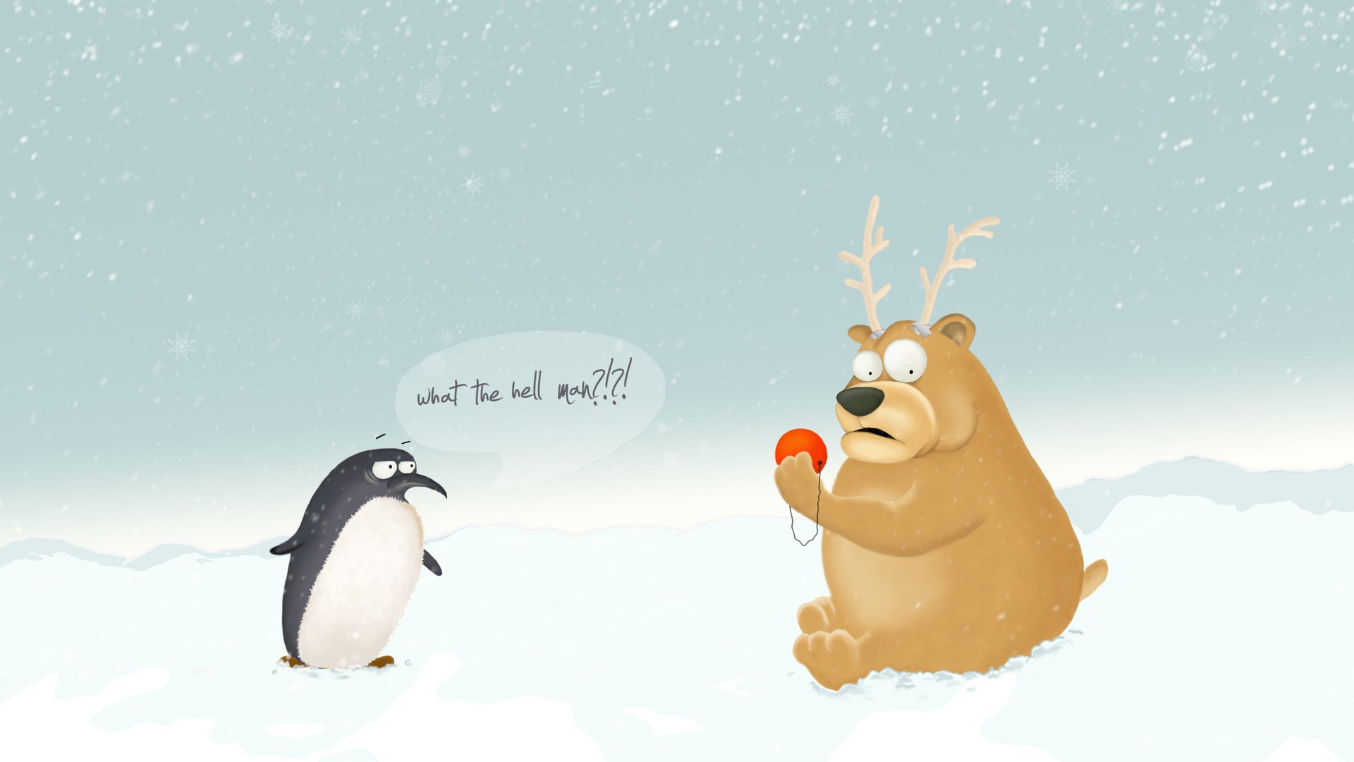 Обои новый год, медведь, пингвин, new year, bear, penguin разрешение 2560x1600 Загрузить