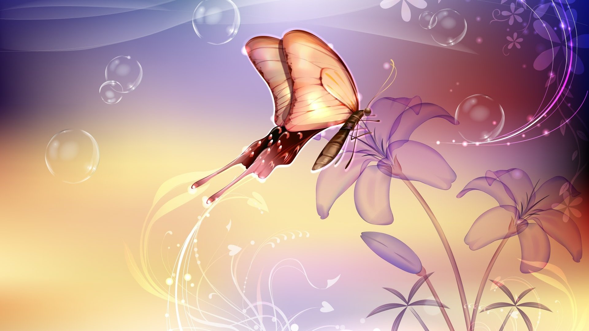 Обои фон, цветок, бабочка, background, flower, butterfly разрешение 1920x1200 Загрузить