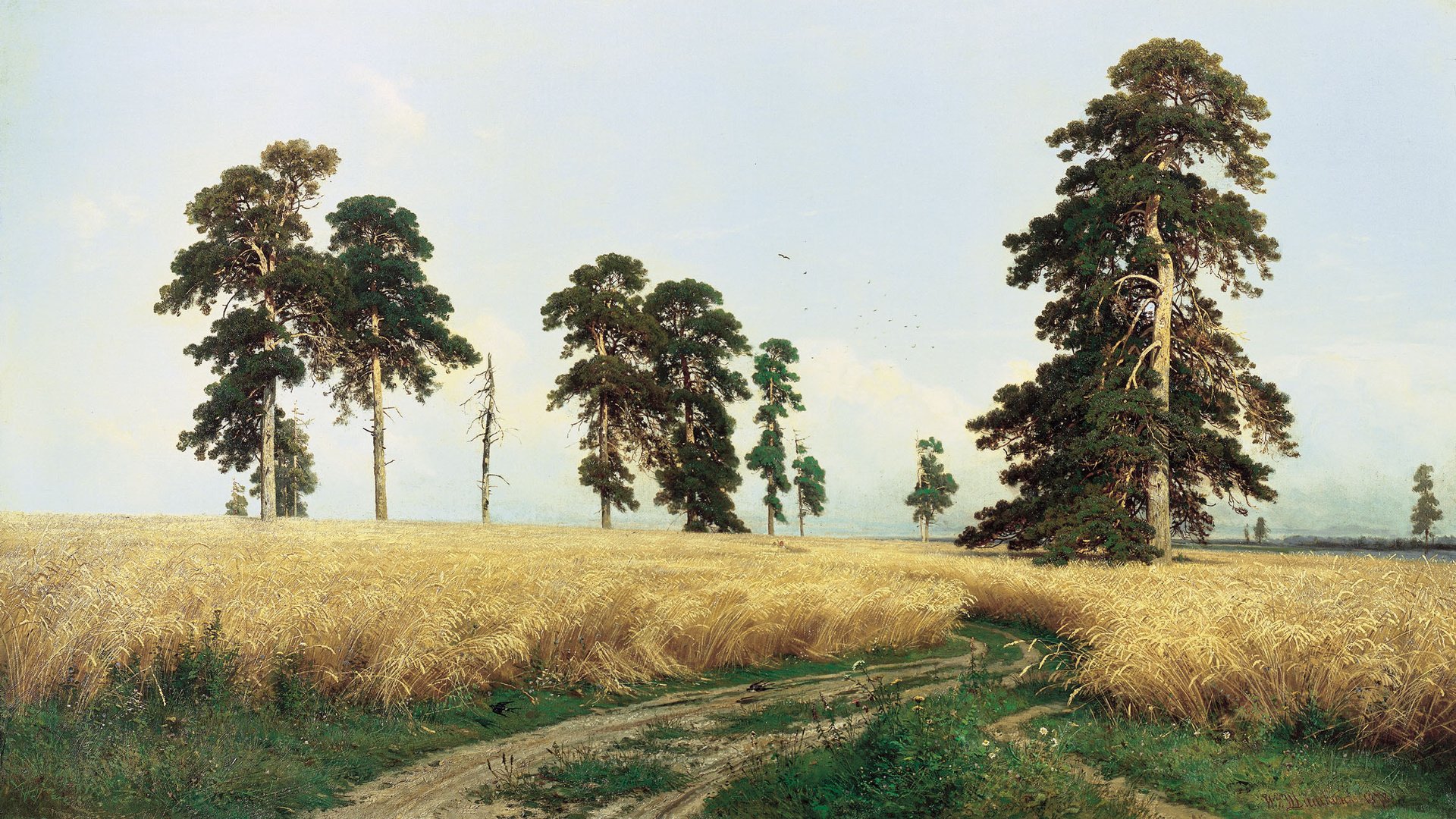 Обои картина, рожь, шишкин, сосна, picture, rye, shishkin, pine разрешение 2294x1300 Загрузить