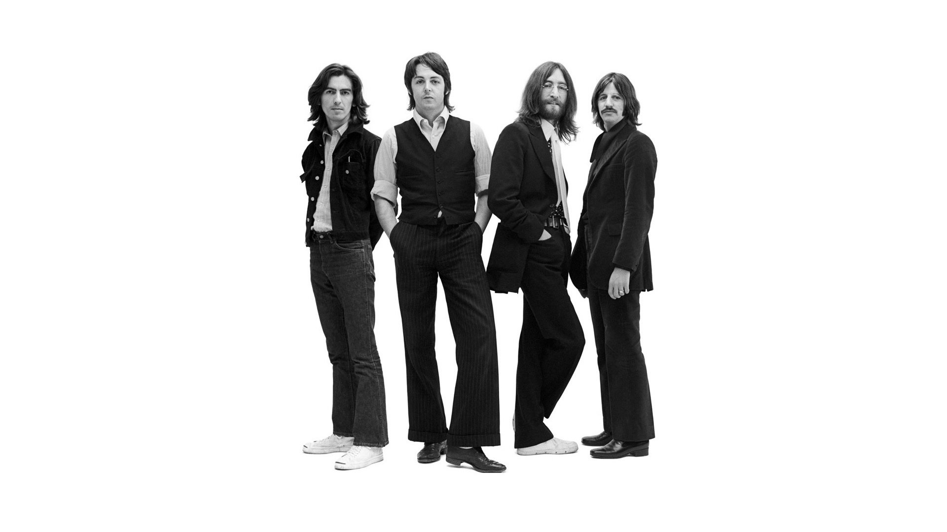 Обои группа, чёрно-белое, beatles, на белом фоне, group, black and white, on a white background разрешение 1920x1200 Загрузить