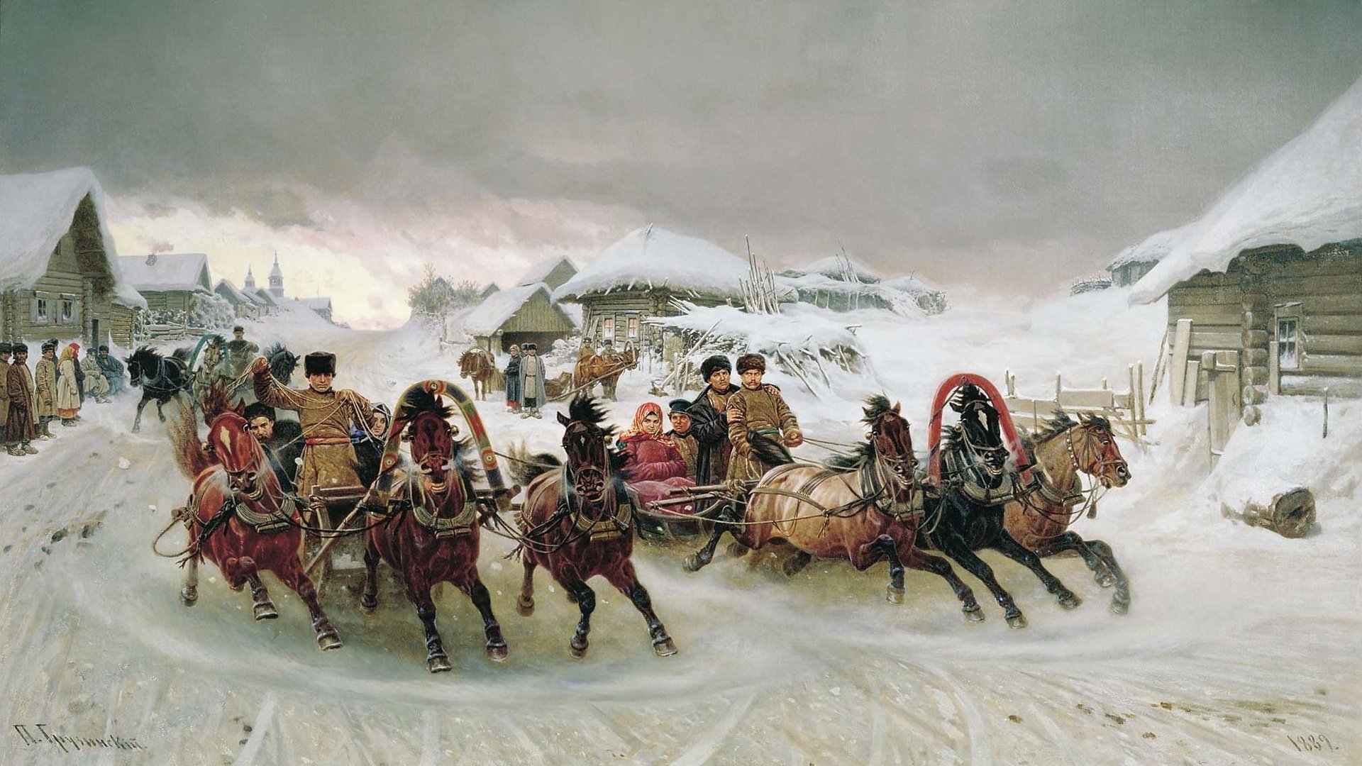 Обои зима, праздник, пётр николаевич грузинский, тройка, winter, holiday, peter n. georgian, three разрешение 2022x1250 Загрузить