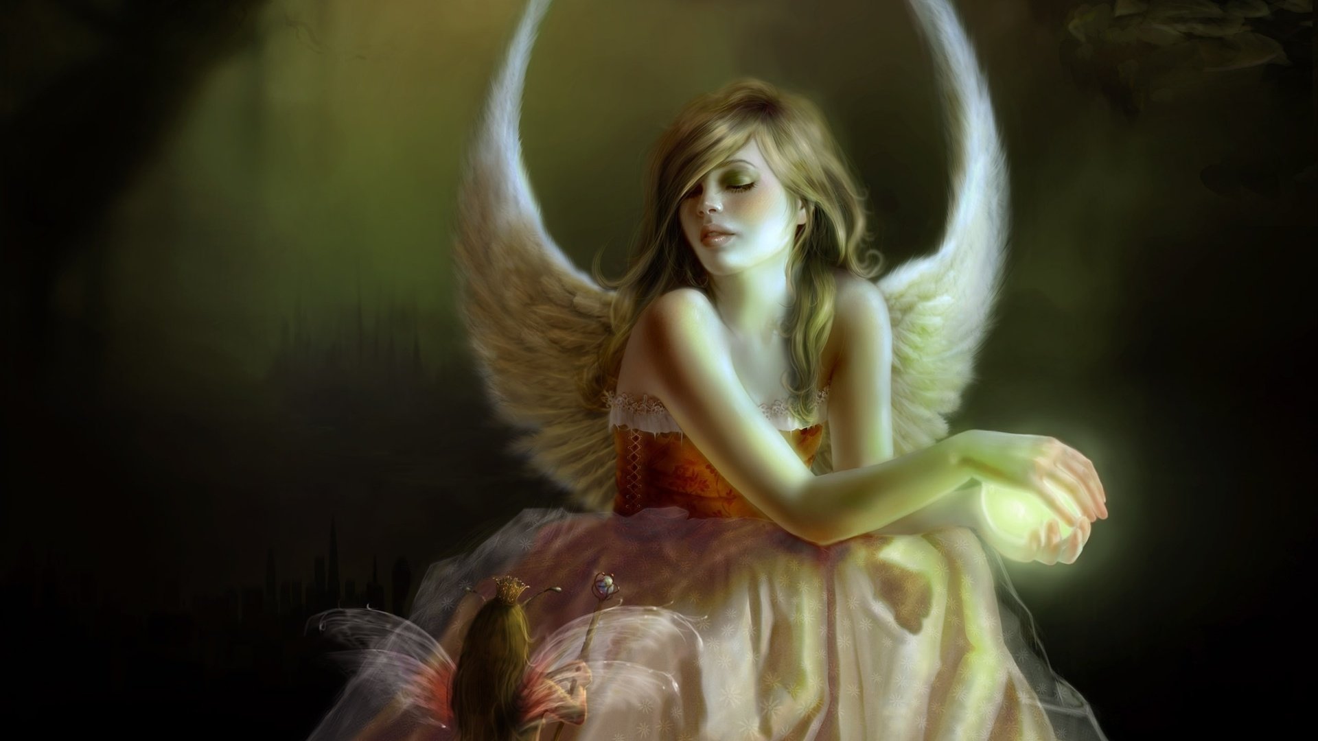 Обои девушка, крылья, ангел, эльф, sue marino - the reading, girl, wings, angel, elf разрешение 2560x1560 Загрузить