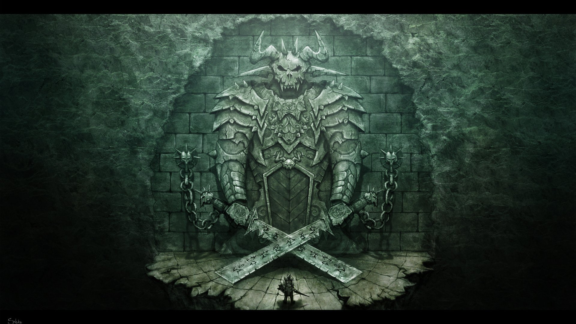 Обои воин, ворота, демон, фотошоп, змейка, warrior, gate, the demon, photoshop, snake разрешение 2000x1187 Загрузить