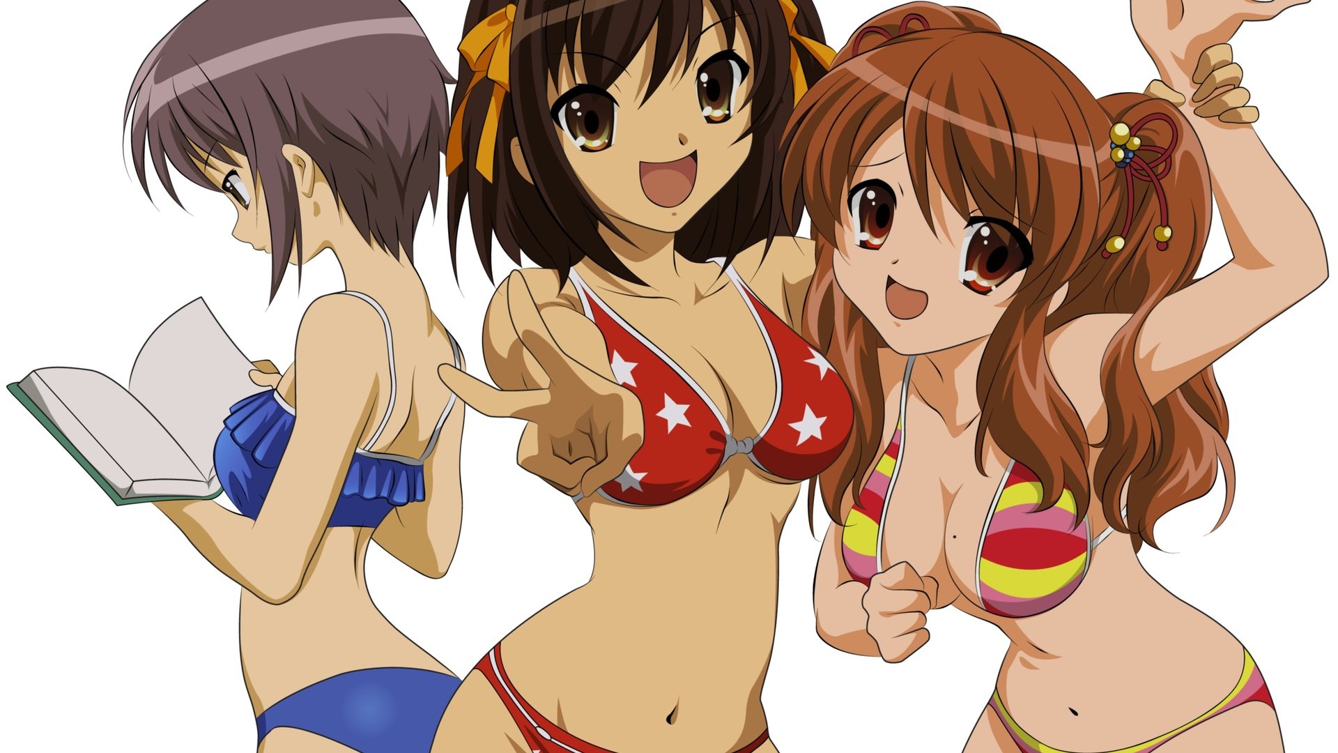 Обои белая, asahina mikuru, nagato yuki, suzumiya haruhi, suzumiya haruhi no yuutsu, duplicate, white разрешение 3072x2286 Загрузить