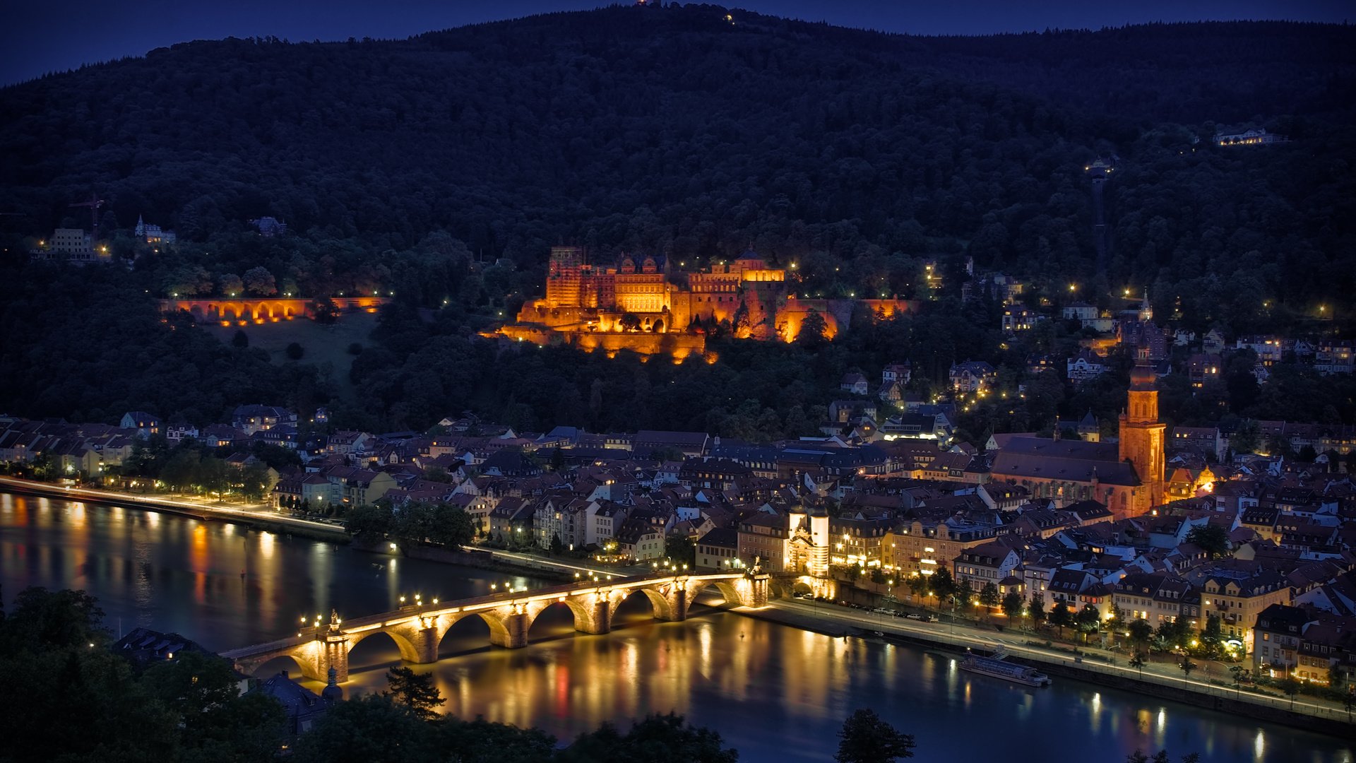 Обои ночь, огни, мост, германия, хайдельберг, night, lights, bridge, germany, heidelberg разрешение 3774x2526 Загрузить