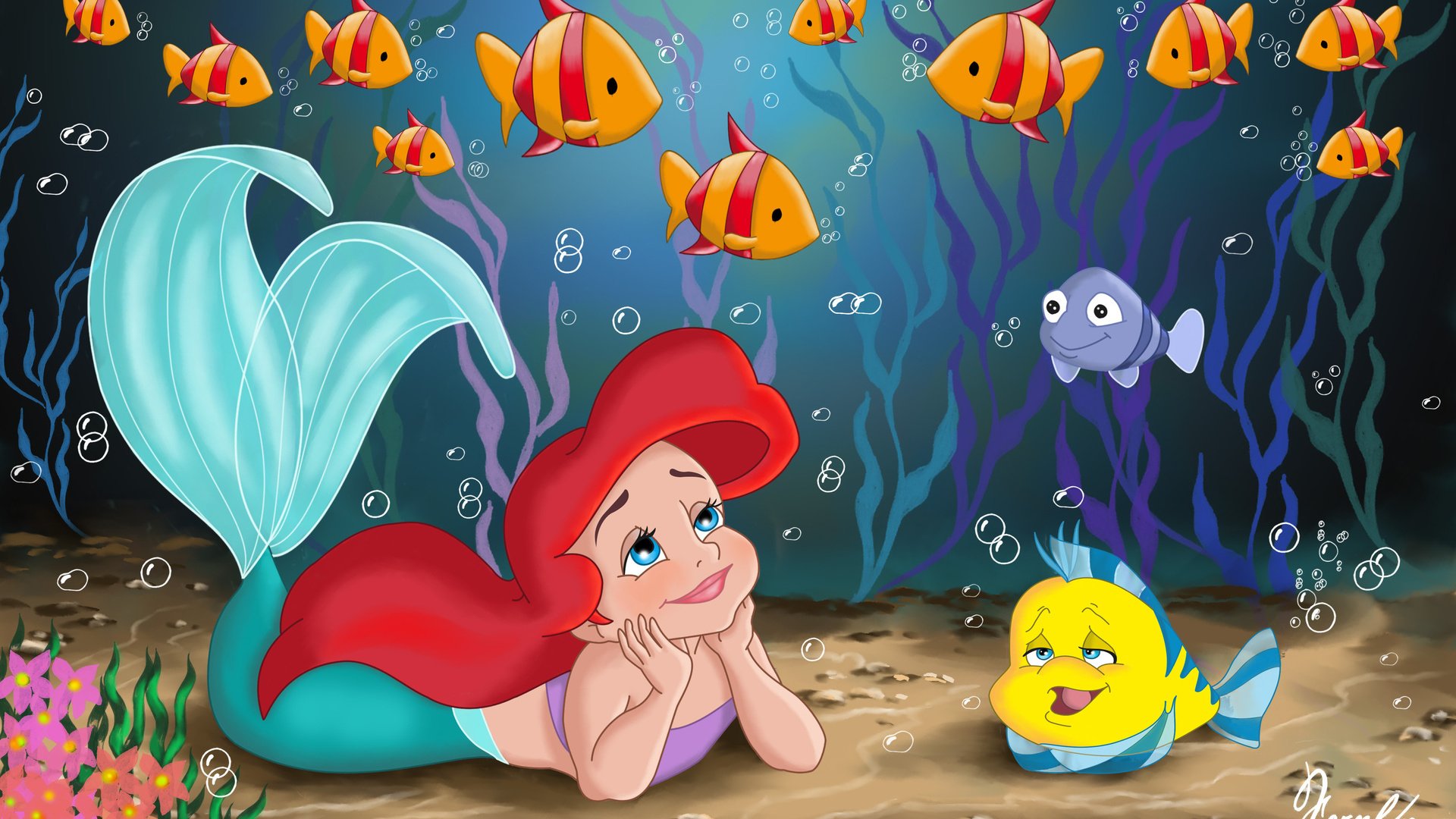 Обои дисней, русалочка, ариэль, disney, the little mermaid, ariel разрешение 1920x1200 Загрузить