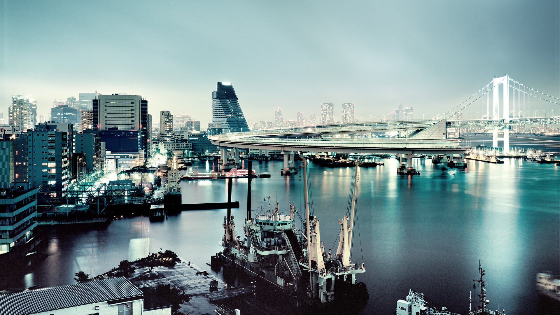 Обои япония, токио, радужный мост, japan, tokyo, rainbow bridge разрешение 2560x1536 Загрузить