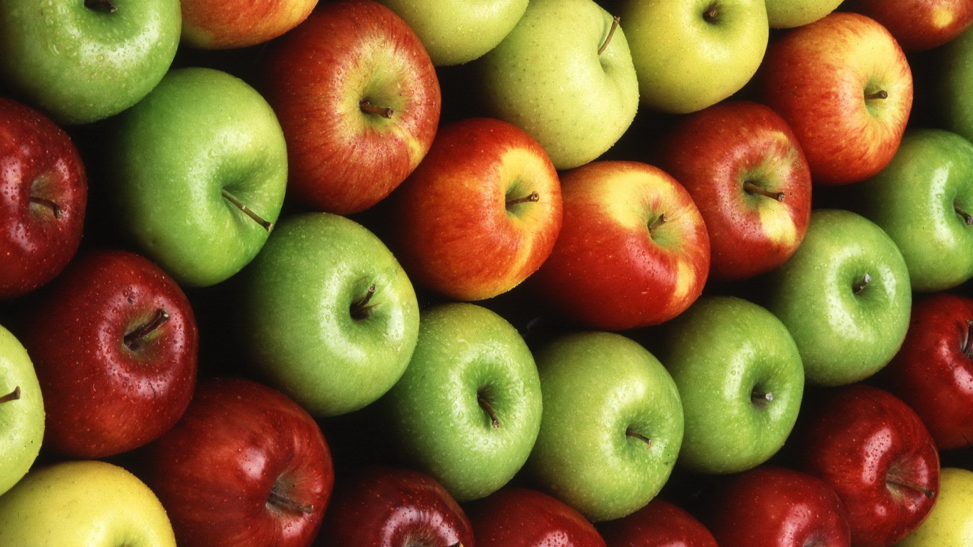Обои фрукты, яблоки, красные, зеленые, много, желтые, fruit, apples, red, green, a lot, yellow разрешение 2560x1600 Загрузить