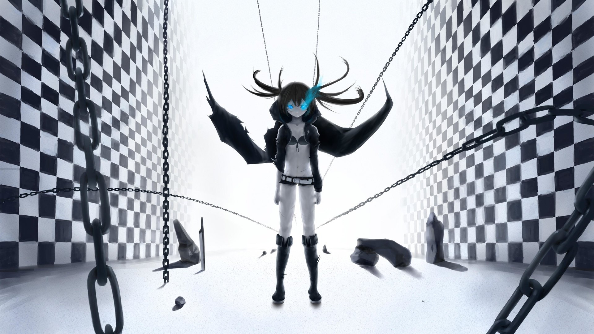 Обои black rock shooter, strelok s chernoj разрешение 4800x2700 Загрузить