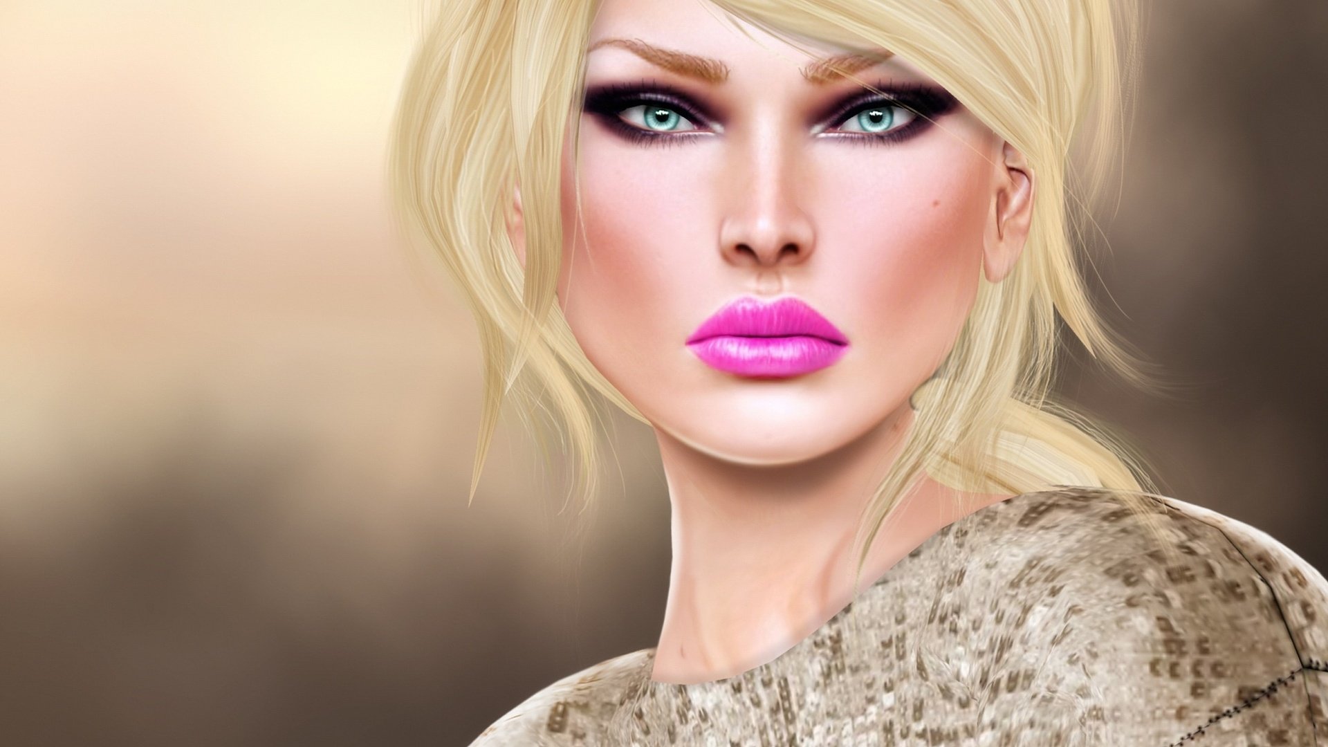 Обои девушка, блондинка, взгляд, губы, 3d графика, girl, blonde, look, lips, 3d graphics разрешение 2200x1380 Загрузить