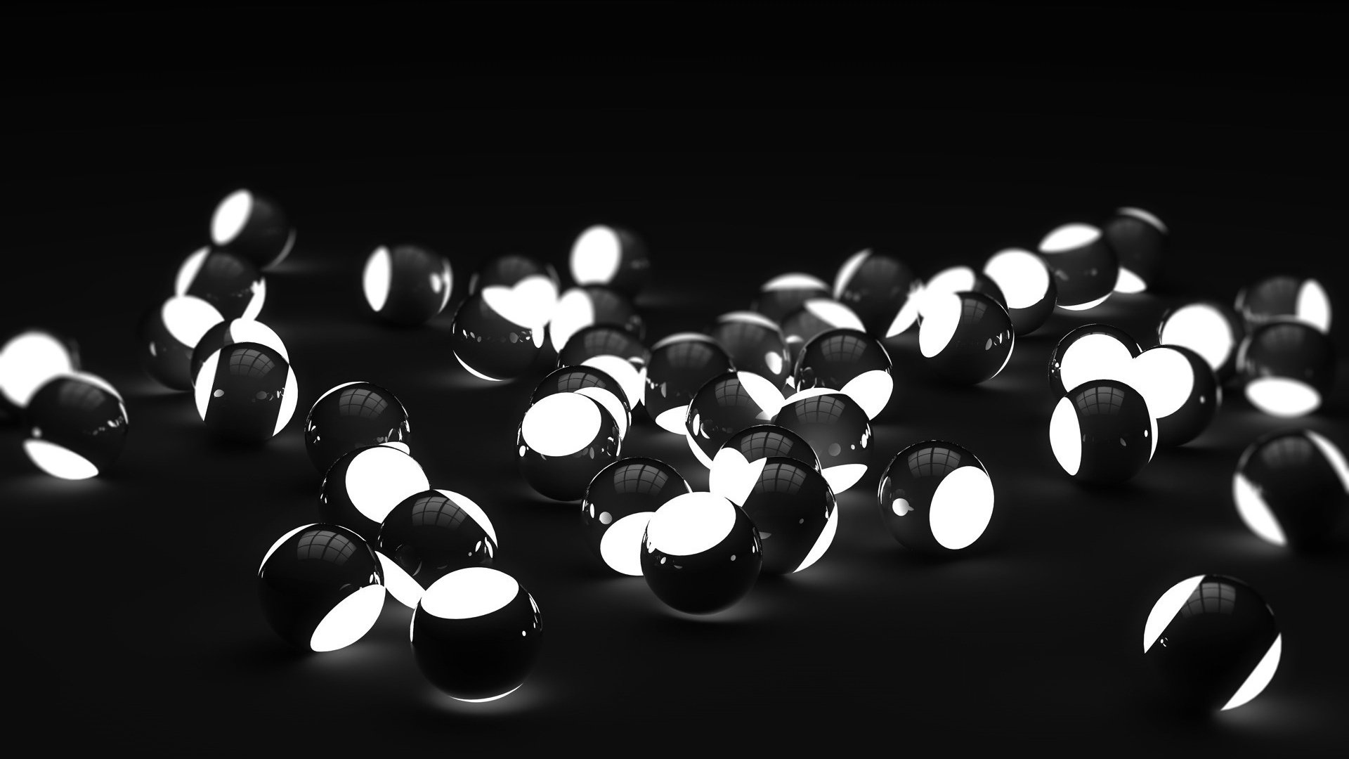 Обои шары, чёрно-белое, шарики, сферы, luminous spheres, balls, black and white, sphere разрешение 1920x1200 Загрузить