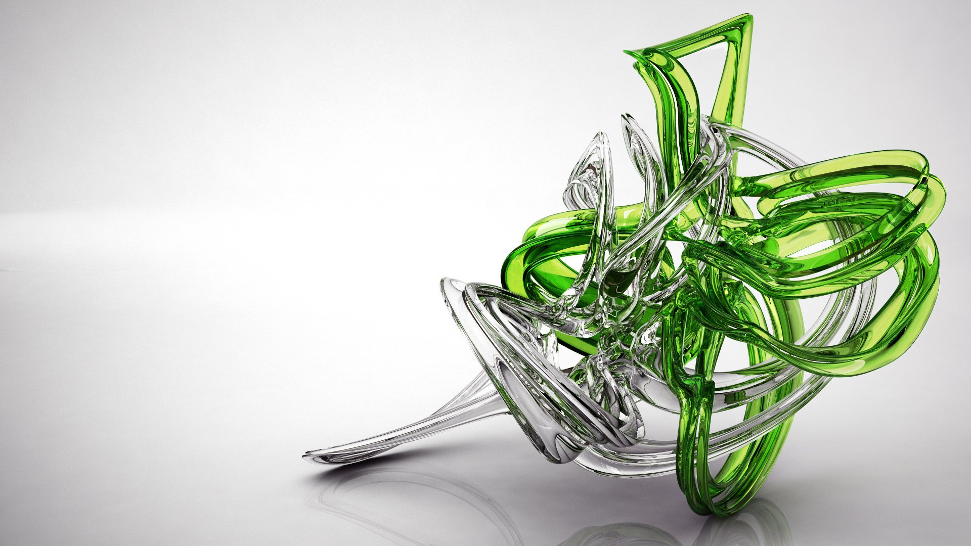 Обои зелёный, прозрачный, белый, стекло, фигура, рендер, 3д, green, transparent, white, glass, figure, render, 3d разрешение 1920x1200 Загрузить