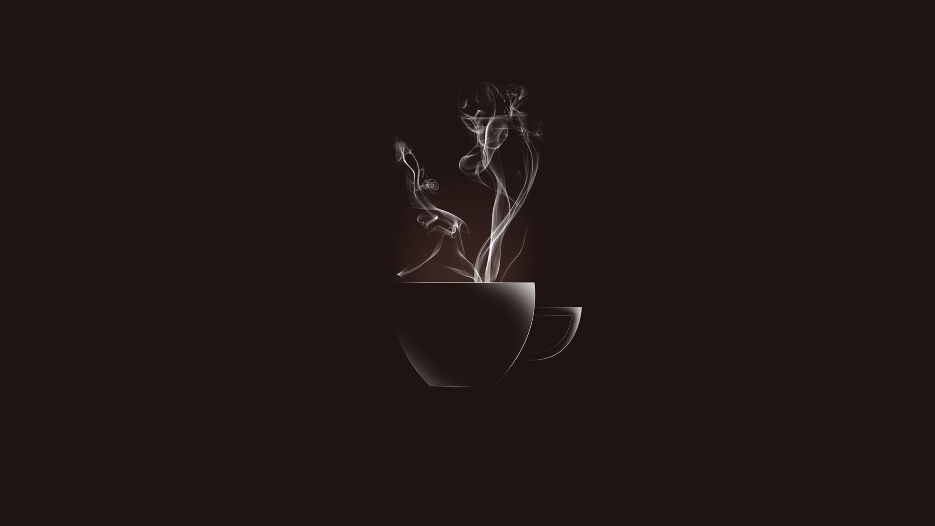 Скачать обои кофе, минимализм, черный фон, чашка, пар разрешение 1920x1080  #67146