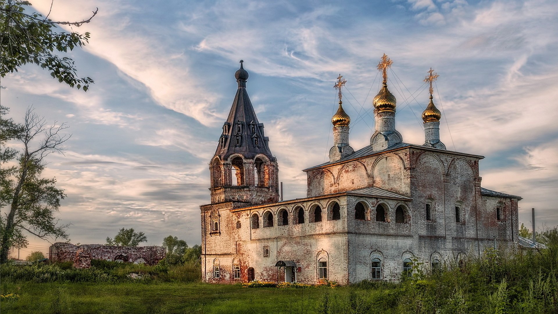 Обои храм христа спасителя, село борисоглеб, муромский р-он, the cathedral of christ the savior, the village of borisogleb, muromsky district разрешение 1920x1200 Загрузить