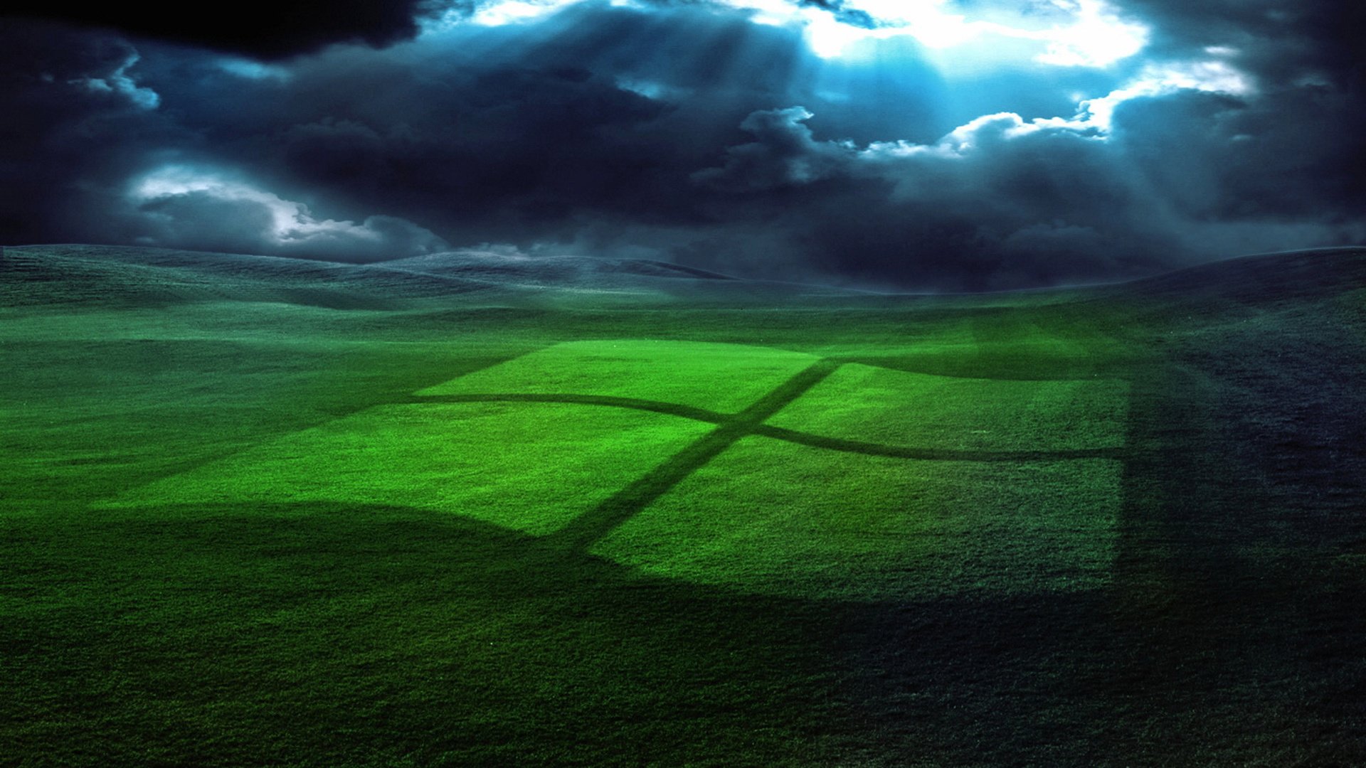 Обои трава, тучи, поле, виндовс, винда, grass, clouds, field, windows разрешение 1920x1440 Загрузить