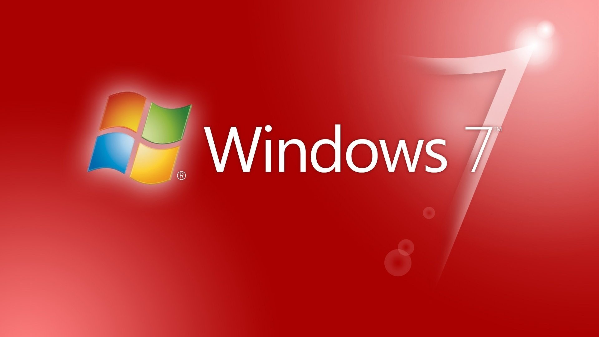 Скачать обои фон, красный, логотип, windows 7, эмблема разрешение 1920x1080  #85933
