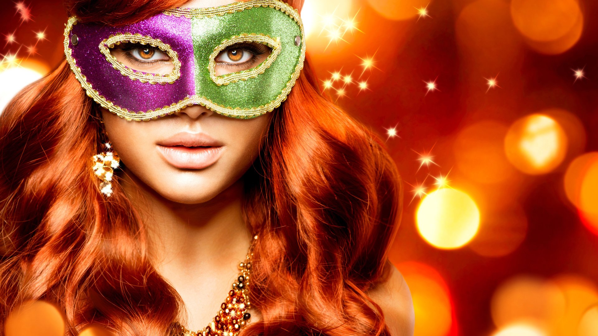 Обои девушка, маска, взгляд, модель, волосы, рыжеволосая, маскарад, girl, mask, look, model, hair, redhead, masquerade разрешение 4000x3605 Загрузить