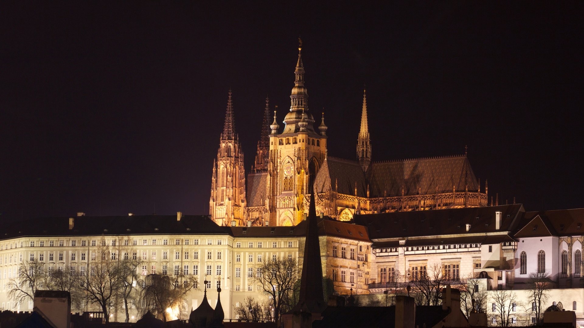 Обои ночь, огни, холм, прага, чехия, собор святого вита, night, lights, hill, prague, czech republic, st. vitus cathedral разрешение 2048x1365 Загрузить