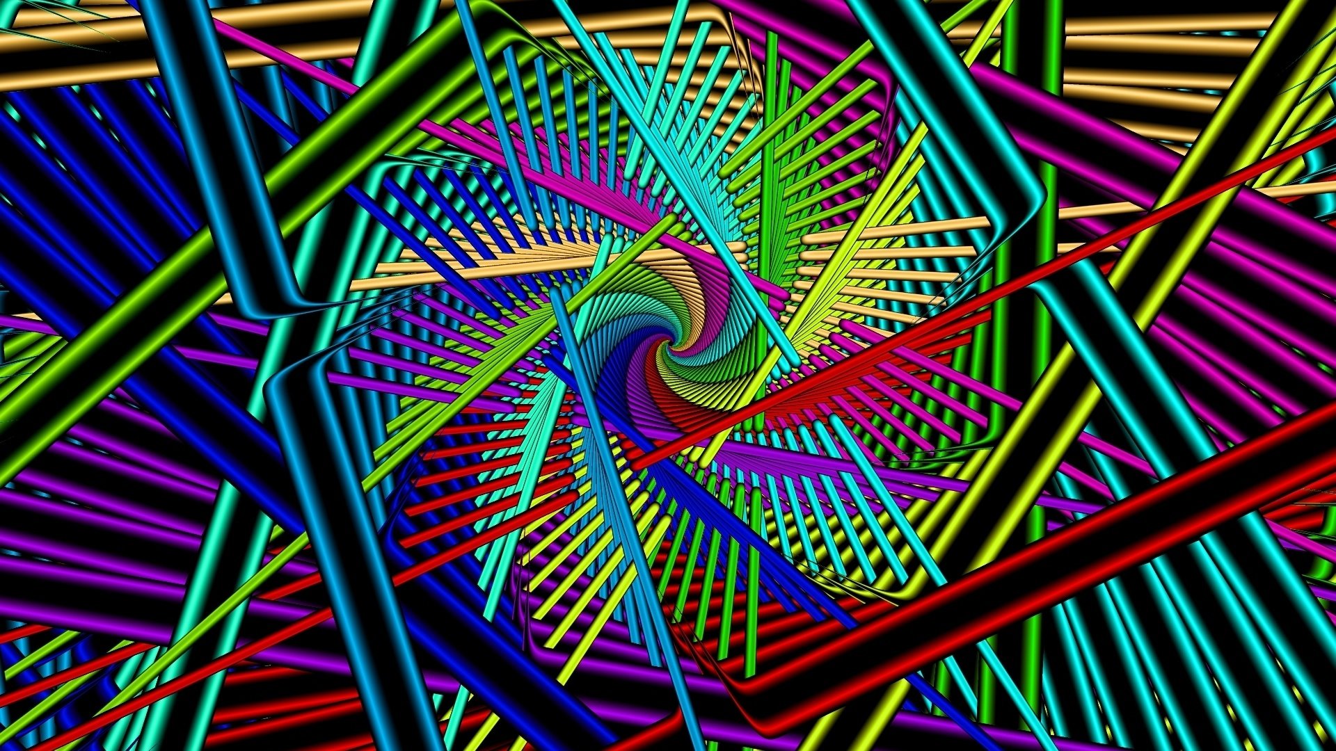 Обои абстракция, линии, разноцветный, графика, геометрия, фрактал, яркий, вращение, abstraction, line, colorful, graphics, geometry, fractal, bright, rotation разрешение 1920x1200 Загрузить