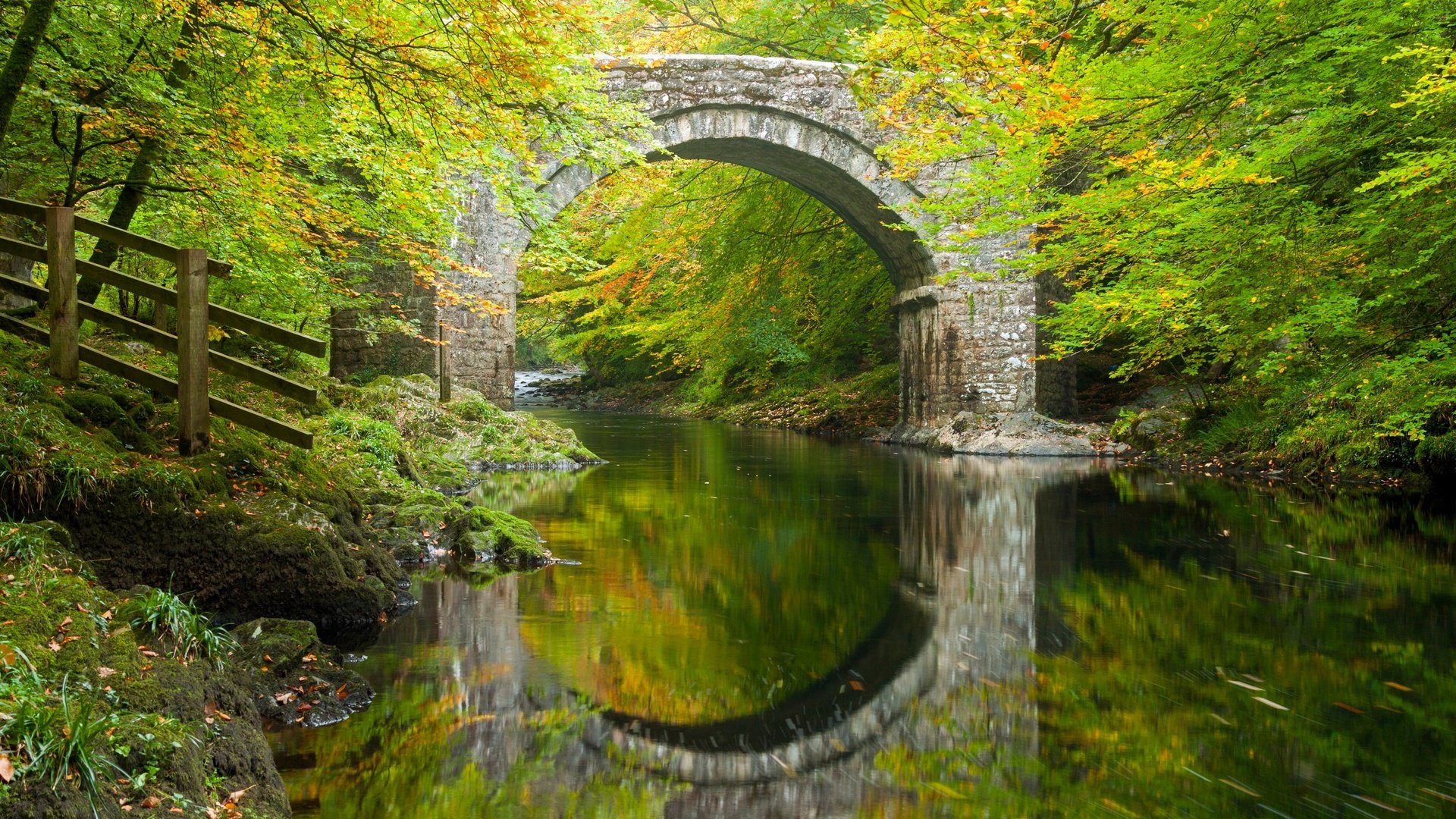 природа мост отражение река скачать
