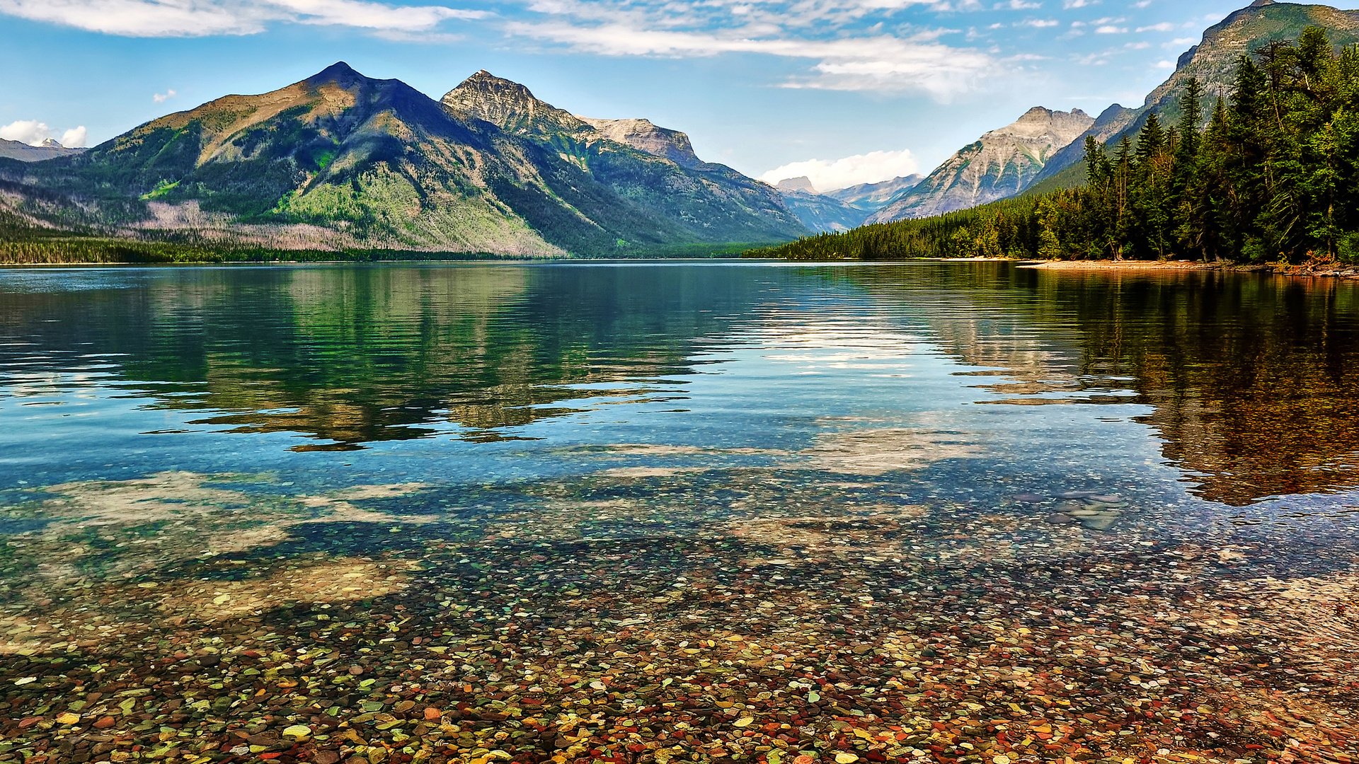 Обои небо, озеро, горы, камни, сша, штат монтана, озеро макдональд, mcdonald lake, the sky, lake, mountains, stones, usa, montana разрешение 2048x1235 Загрузить