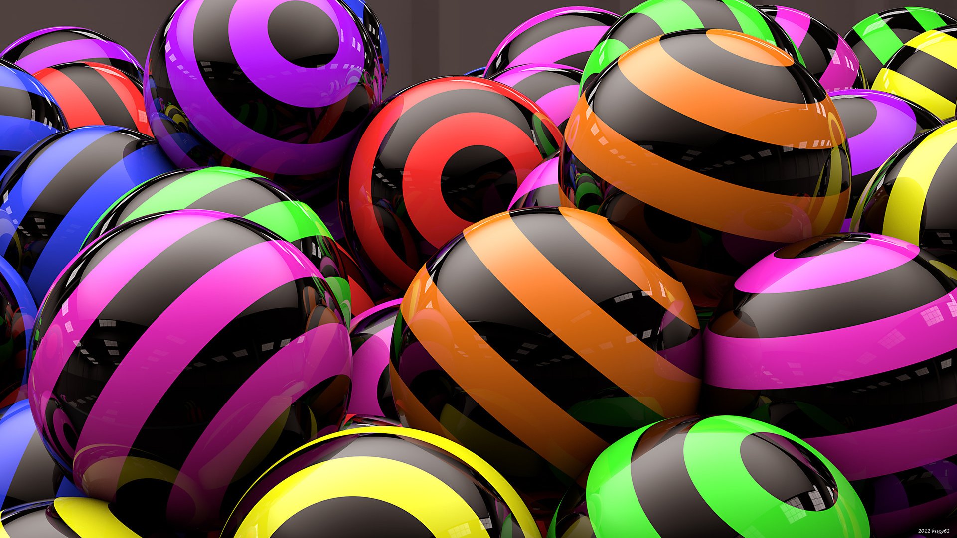 Обои полосы, разноцветные, шарики, рендеринг, 3д, strip, colorful, balls, rendering, 3d разрешение 2560x1440 Загрузить