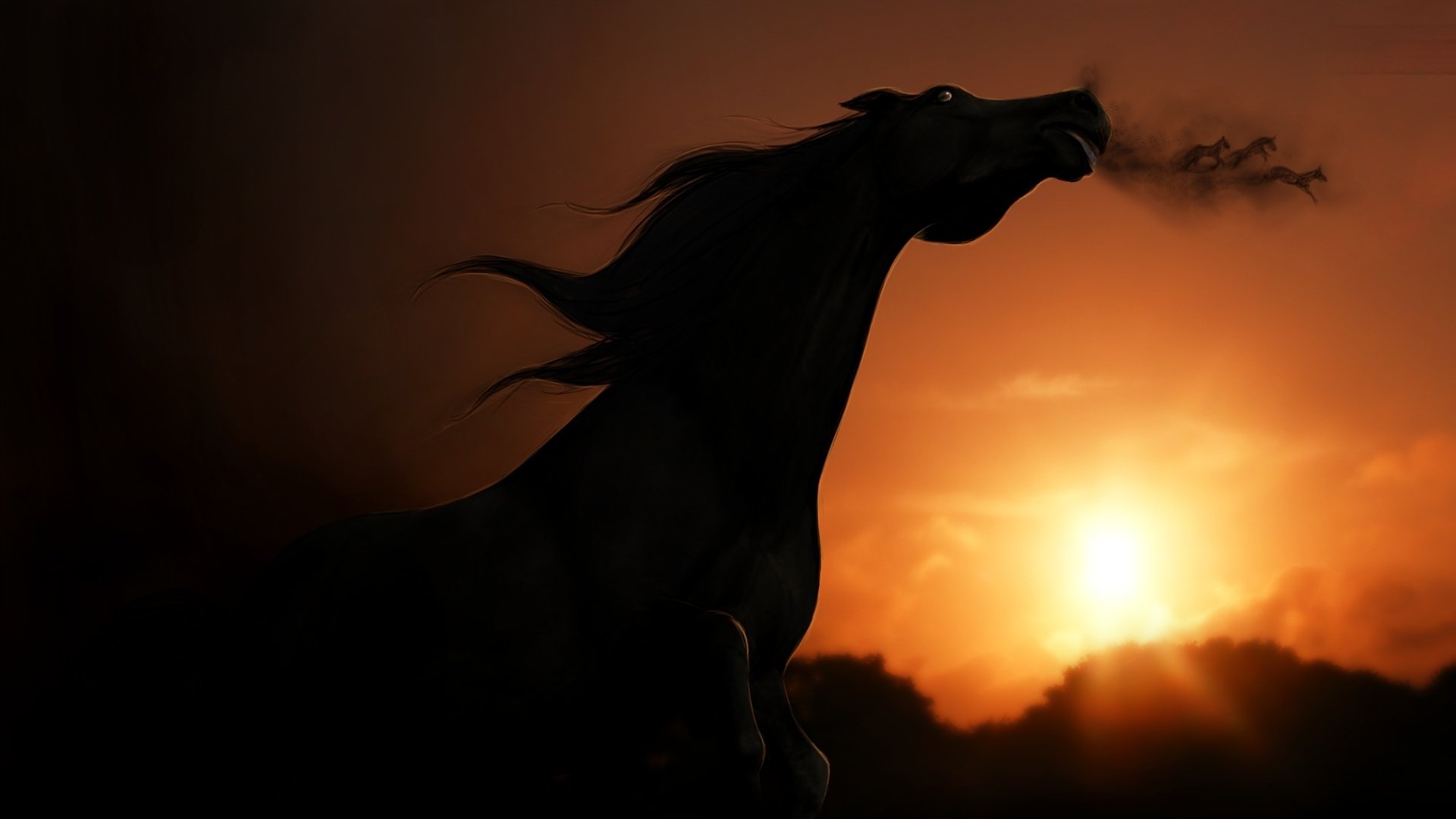 Обои небо, лошадь, закат, взгляд, тень, рендеринг, the sky, horse, sunset, look, shadow, rendering разрешение 2000x1235 Загрузить