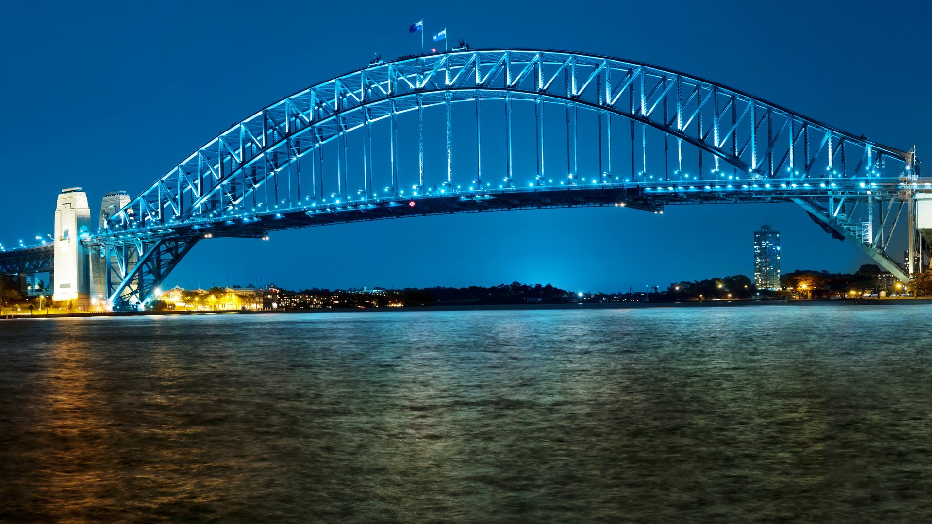 Обои ночь, фонари, огни, река, мост, набережная, сидней, австралия, night, lights, river, bridge, promenade, sydney, australia разрешение 3500x2000 Загрузить