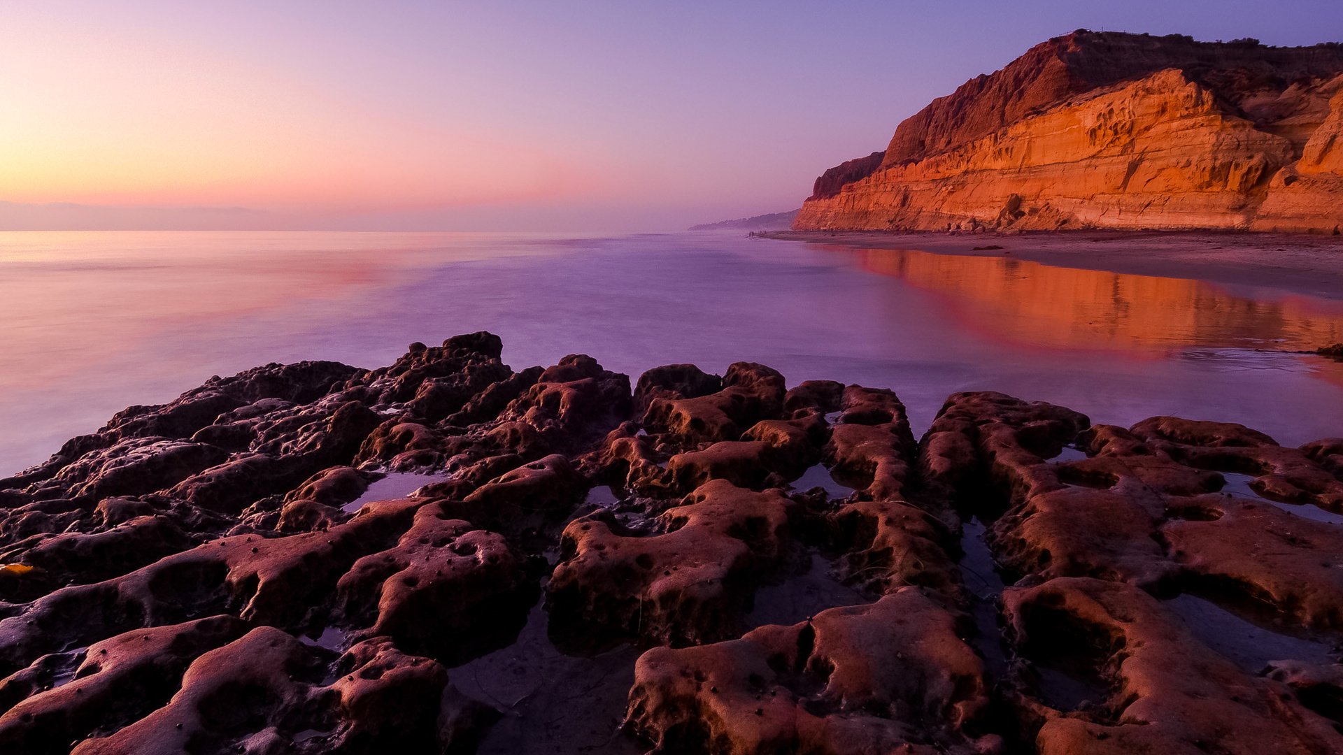 Обои небо, вечер, скалы, камни, закат, море, отлив, the sky, the evening, rocks, stones, sunset, sea, tide разрешение 2048x1311 Загрузить