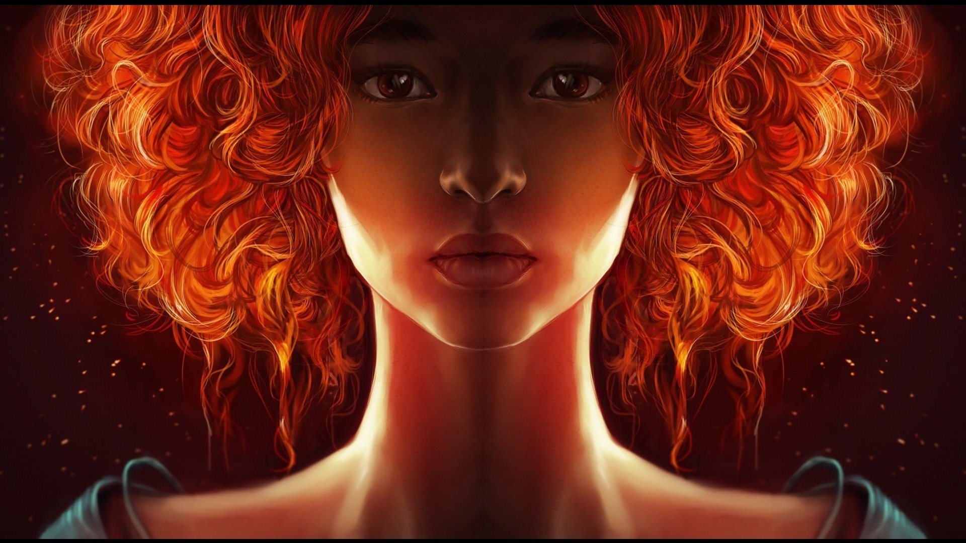 Обои арт, девушка, портрет, рыжая, кудри, лицо, art, girl, portrait, red, curls, face разрешение 1984x1082 Загрузить