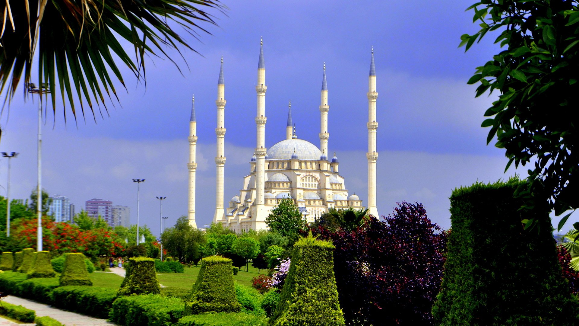 Обои парк, турция, мечеть, индейка, sabanci, адана, мечеть сабанджи, park, turkey, mosque, adana, include merkez mosque разрешение 4288x2169 Загрузить