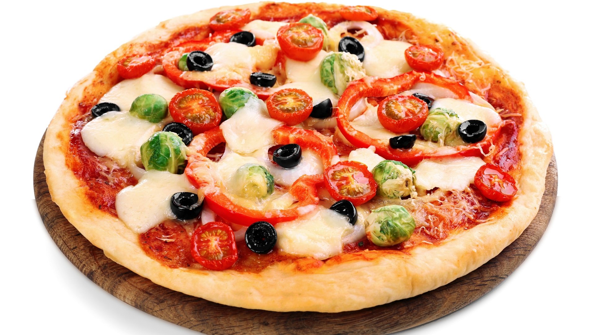 Обои сыр, помидоры, помидор, оливки, перец, пицца, маслины, брынза, быстрое питание, cheese, tomatoes, tomato, olives, pepper, pizza, fast food разрешение 2880x1990 Загрузить