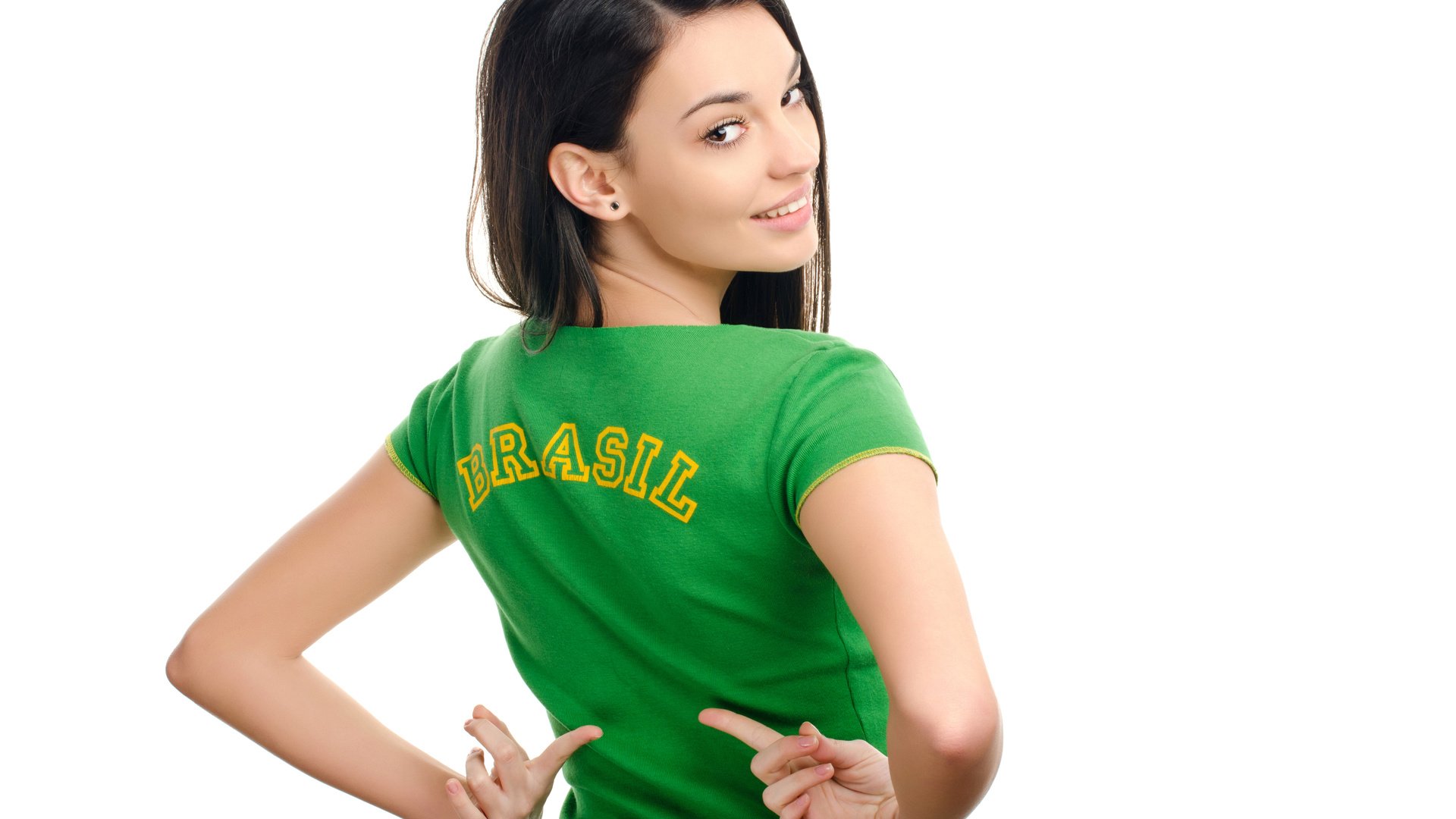 Обои девушка, взгляд, спина, бразилия, футболка, карие глаза, girl, look, back, brazil, t-shirt, brown eyes разрешение 4928x3264 Загрузить