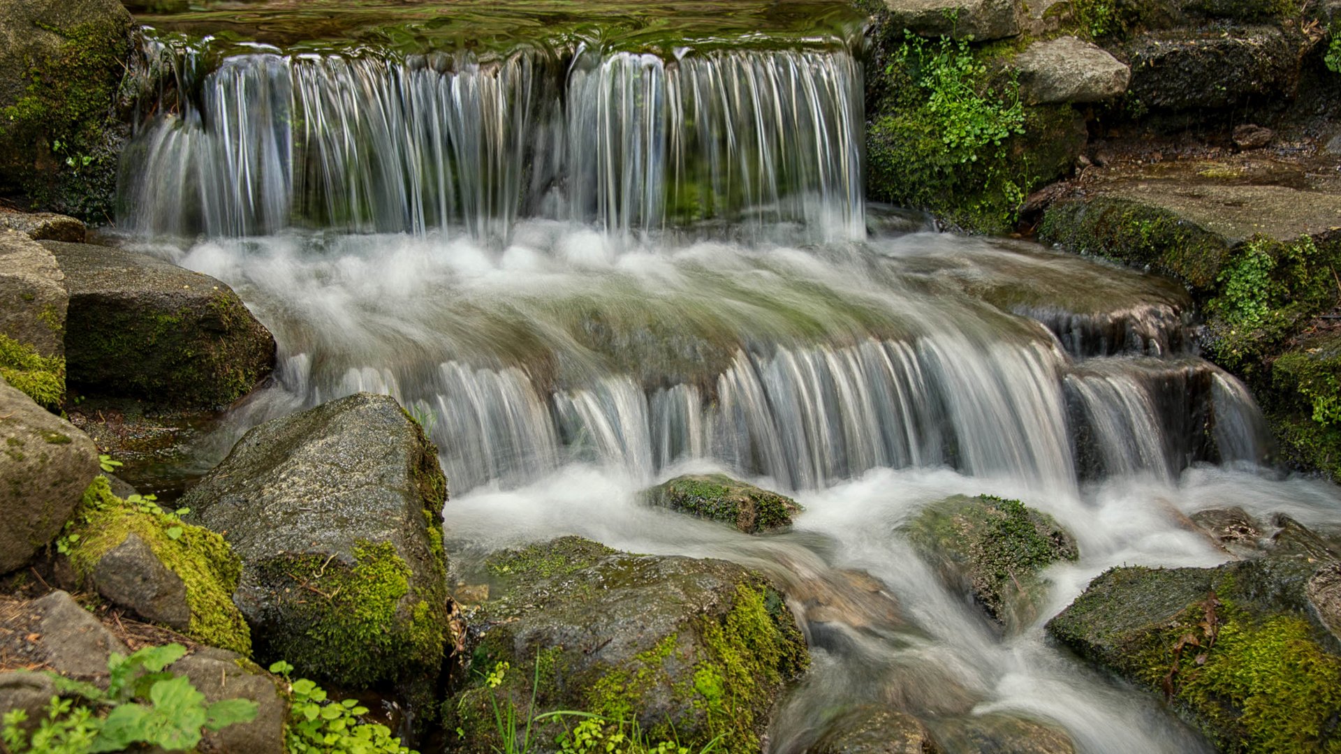 Обои камни, лес, ручей, водопад, сша, мох, йосемити, stones, forest, stream, waterfall, usa, moss, yosemite разрешение 2048x1365 Загрузить