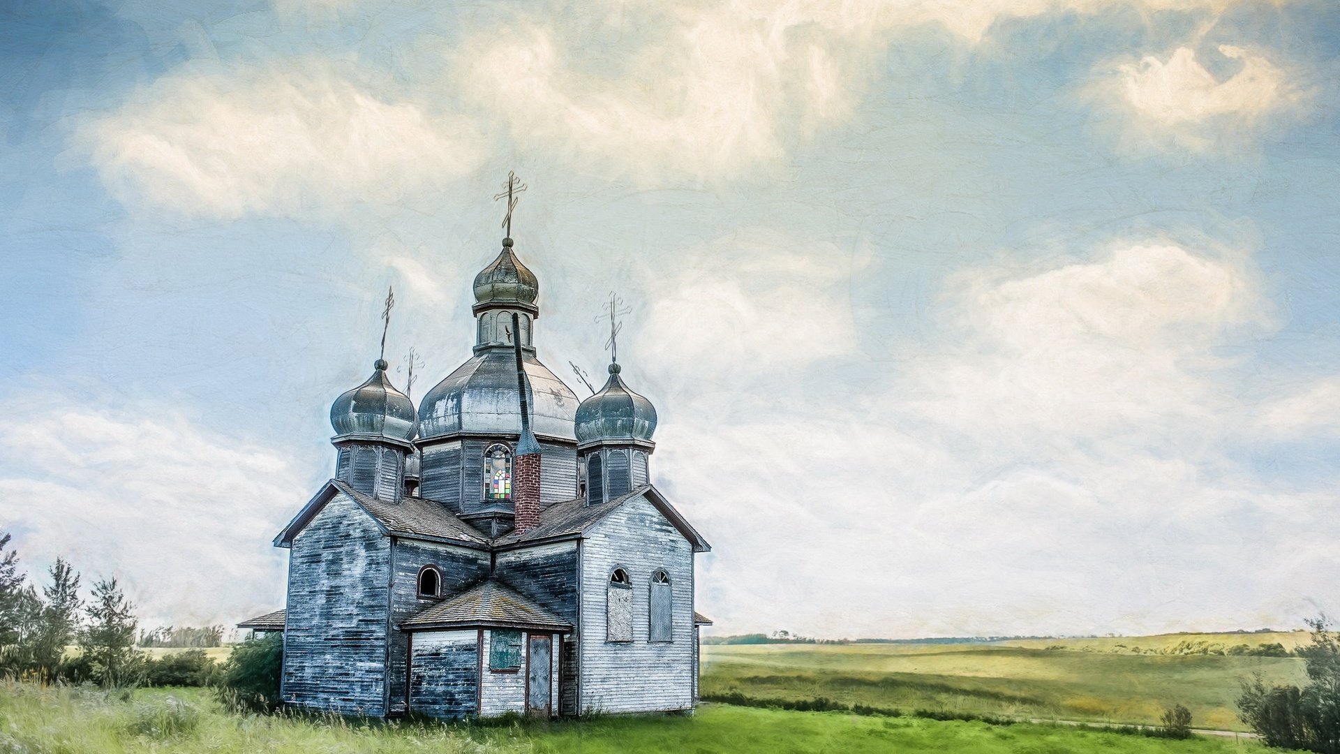 Обои храм, пейзаж, поле, церковь, temple, landscape, field, church разрешение 2048x1271 Загрузить