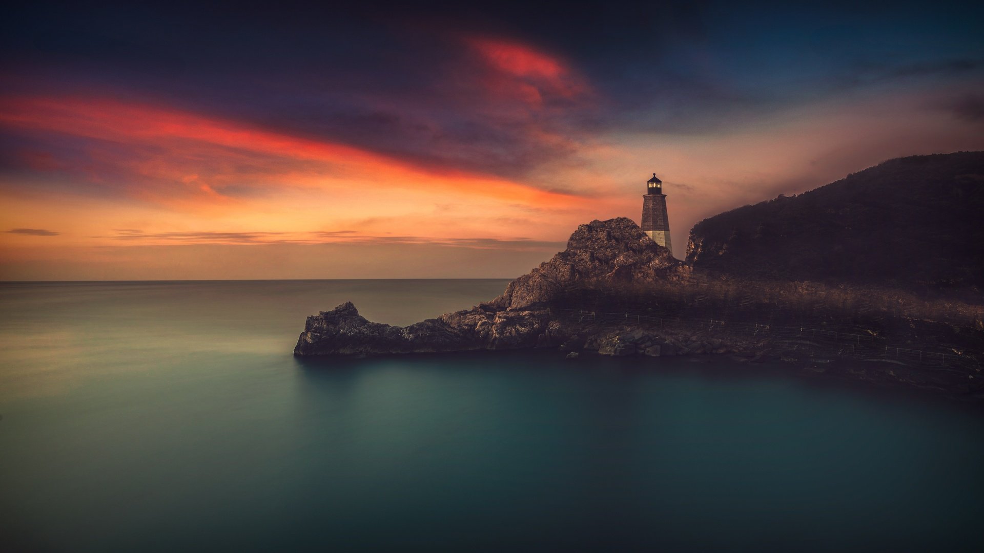 Обои природа, закат, море, маяк, nature, sunset, sea, lighthouse разрешение 5644x3253 Загрузить