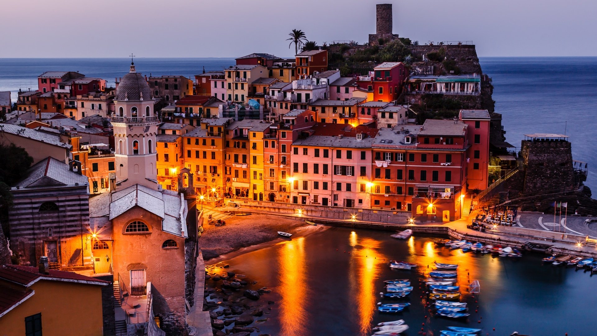 Обои ночь, огни, море, дома, италия, вернацца, night, lights, sea, home, italy, vernazza разрешение 2000x1333 Загрузить