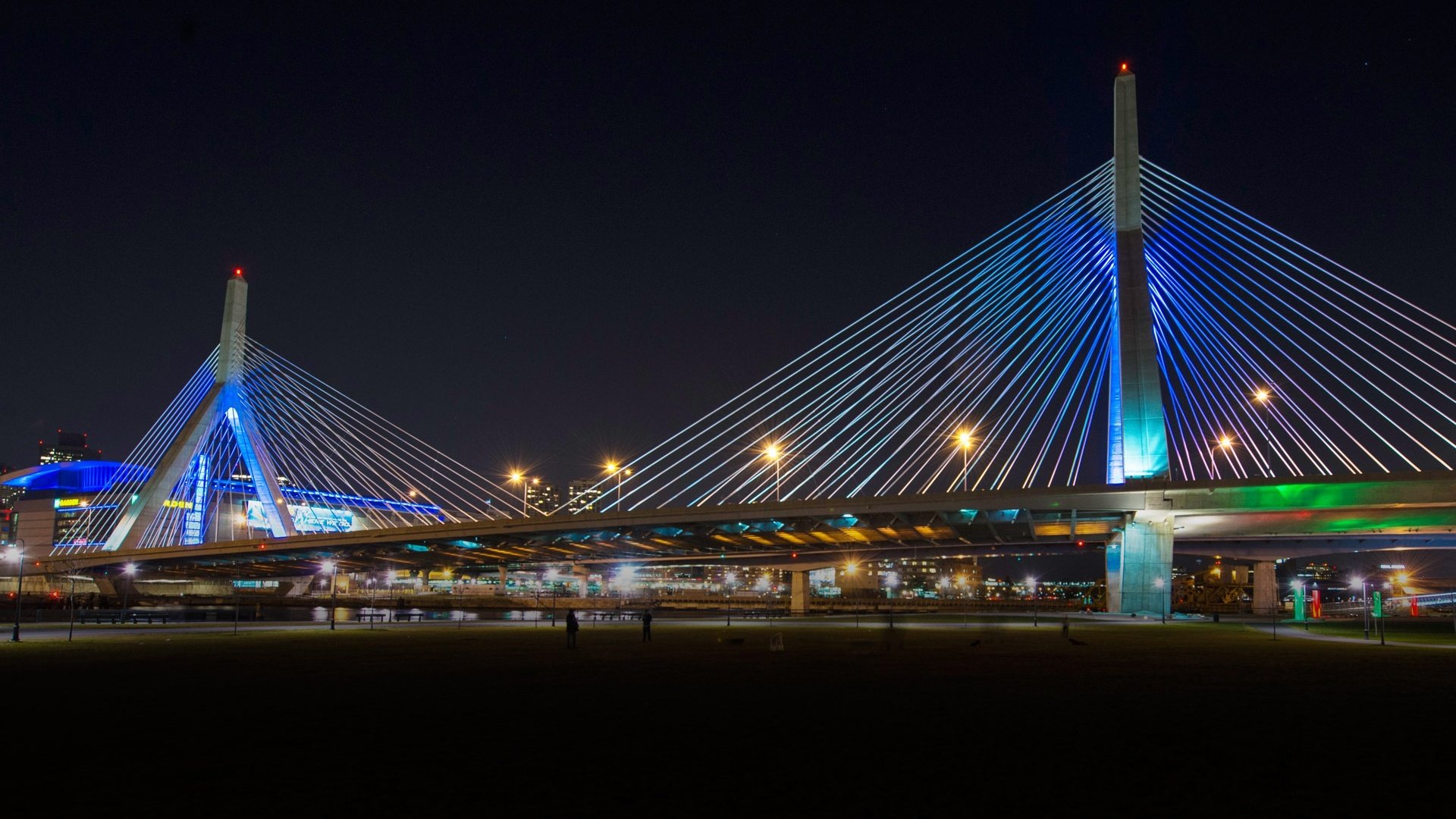 Обои ночь, огни, мост, сша, бостон, массачусетс, bunker hill bridge, night, lights, bridge, usa, boston, massachusetts разрешение 1920x1200 Загрузить