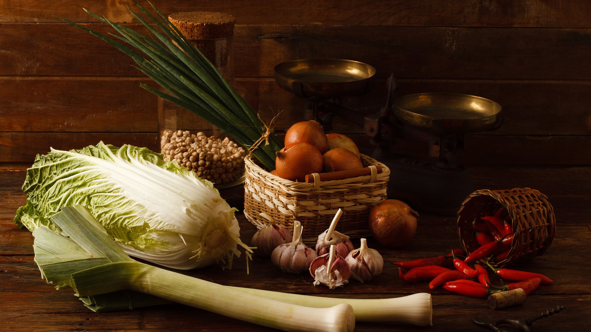 Обои лук, овощи, перец, капуста, чеснок, bow, vegetables, pepper, cabbage, garlic разрешение 2048x1365 Загрузить